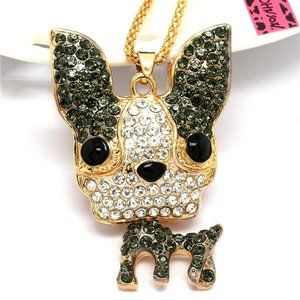 NEW Betsey Johnson Big Headed Puppy Dog Necklace Pendant Chain